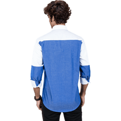 Botticelli Blue White Partywear Shirt For Men - Cotton Shirts (5267) - Botticelli