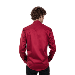 Botticelli Men Chinese Collar Maroon Partywear Shirt - Full Sleeve Cotton Shirts (5268) - Botticelli