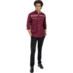 Botticelli Men Pink Partywear Shirt - Chest Embroidery Formal Shirts (5271) - Botticelli