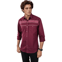 Botticelli Men Pink Partywear Shirt - Chest Embroidery Formal Shirts (5271) - Botticelli