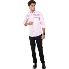 Botticelli Men Pink Partywear Shirt - Chest Embroidery Formal Shirts (5271) - Botticelli