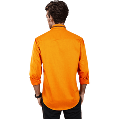 Botticelli Chest Embroidery Orange Partywear Shirt For Men - Formal Shirts (5273) - Botticelli