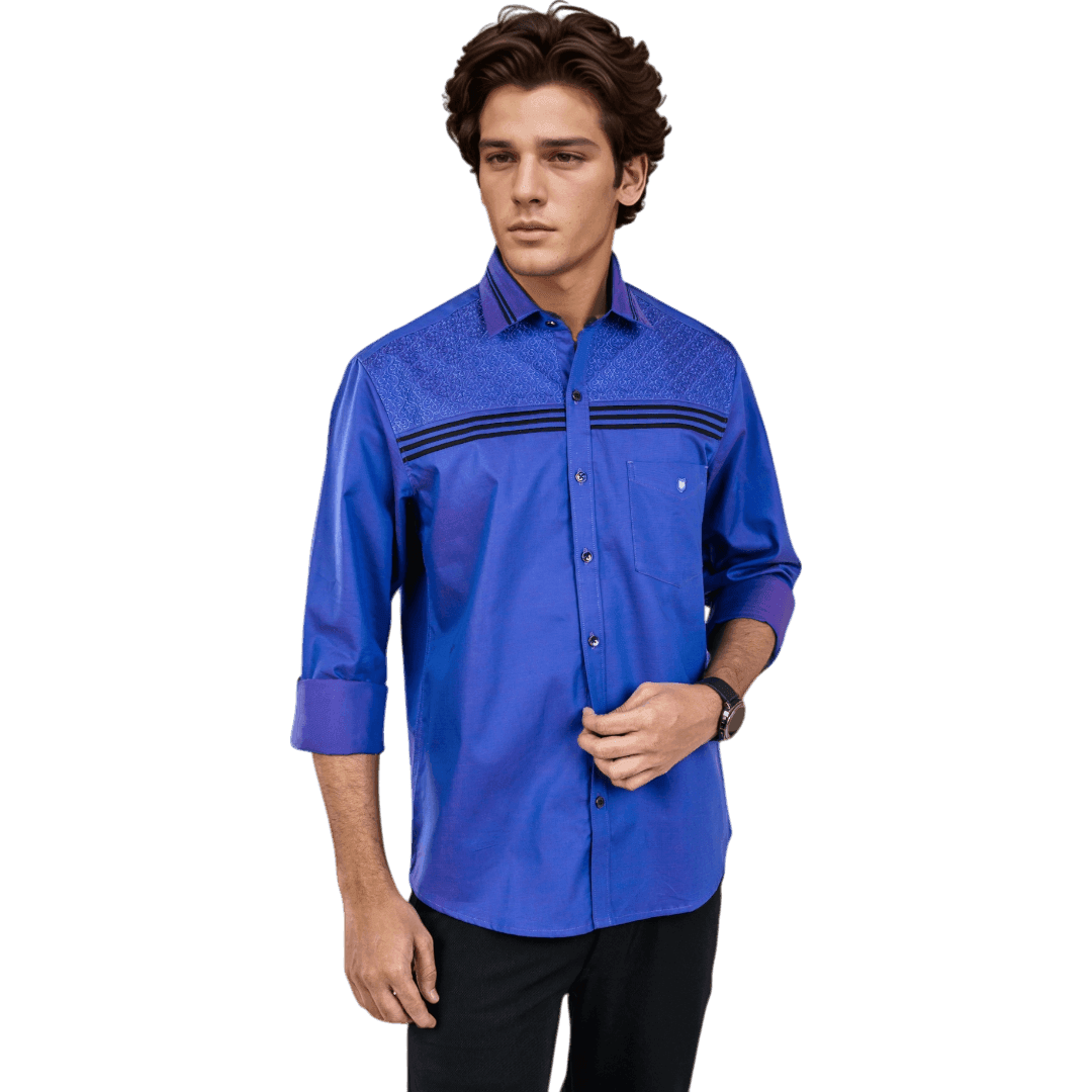 Botticelli Chest Embroidery Orange Partywear Shirt For Men - Formal Shirts (5273) - Botticelli