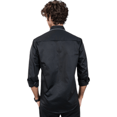 Botticelli Chest Embroidery Black Partywear Shirt For Men - Cotton Formal Shirts (5283) - Botticelli