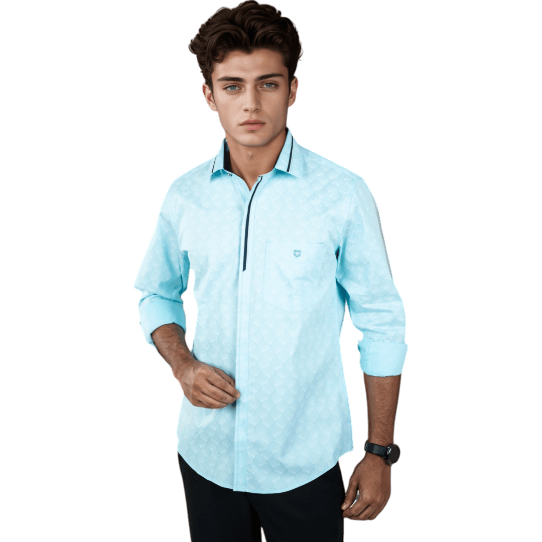 Botticelli Men Printed Pink Partywear Shirt - Regular Fit Cotton Shirts (5295) - Botticelli