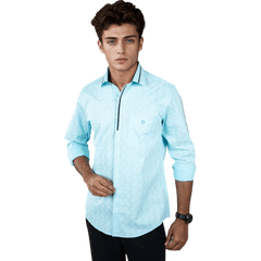 Botticelli Men Printed Pink Partywear Shirt - Regular Fit Cotton Shirts (5295) - Botticelli