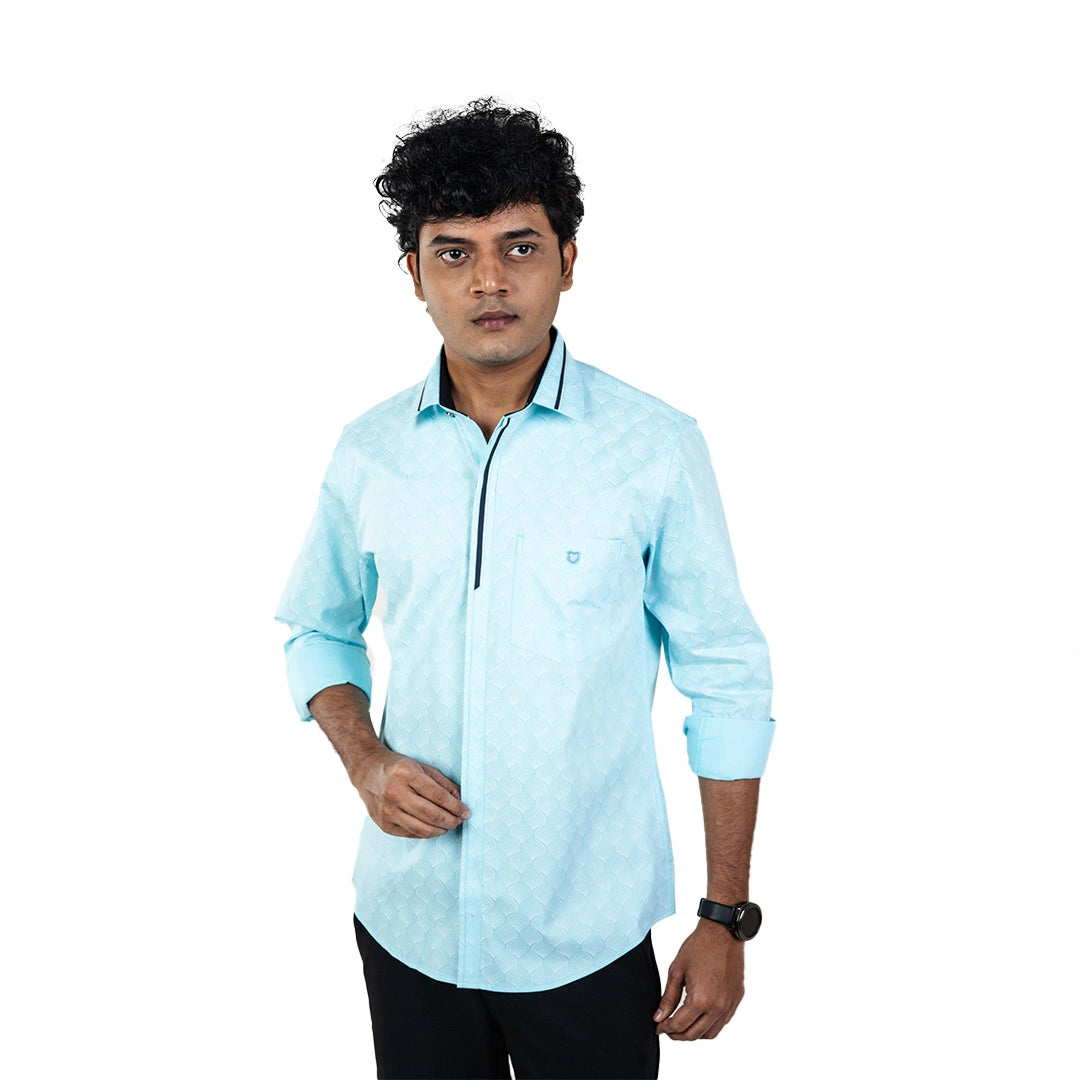 Ramar Blue Party Wear Shirt for Men - 5295