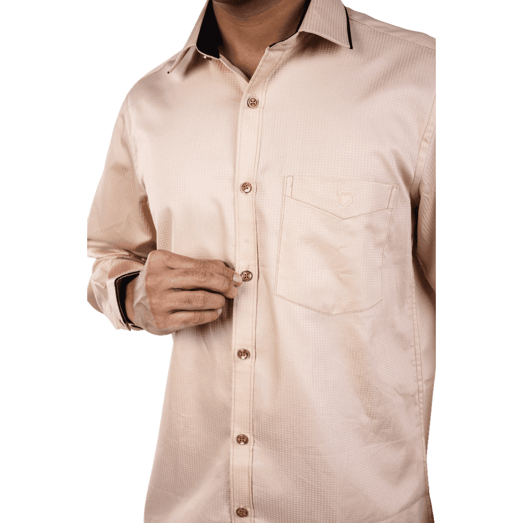 Botticelli Collarwork Orange Partywear Shirt For Men - Cotton Shirts (5301) - Botticelli