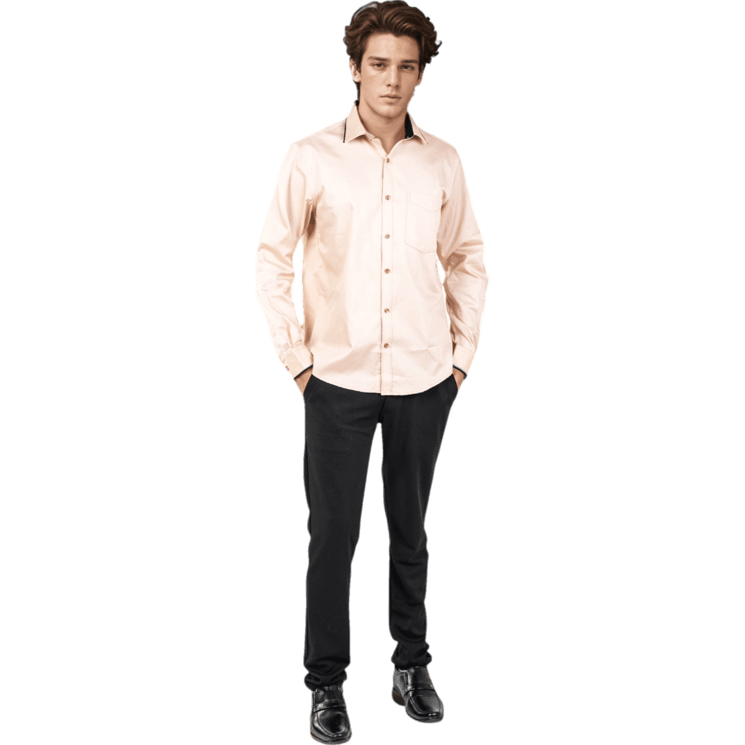 Botticelli Collarwork Orange Partywear Shirt For Men - Cotton Shirts (5301) - Botticelli