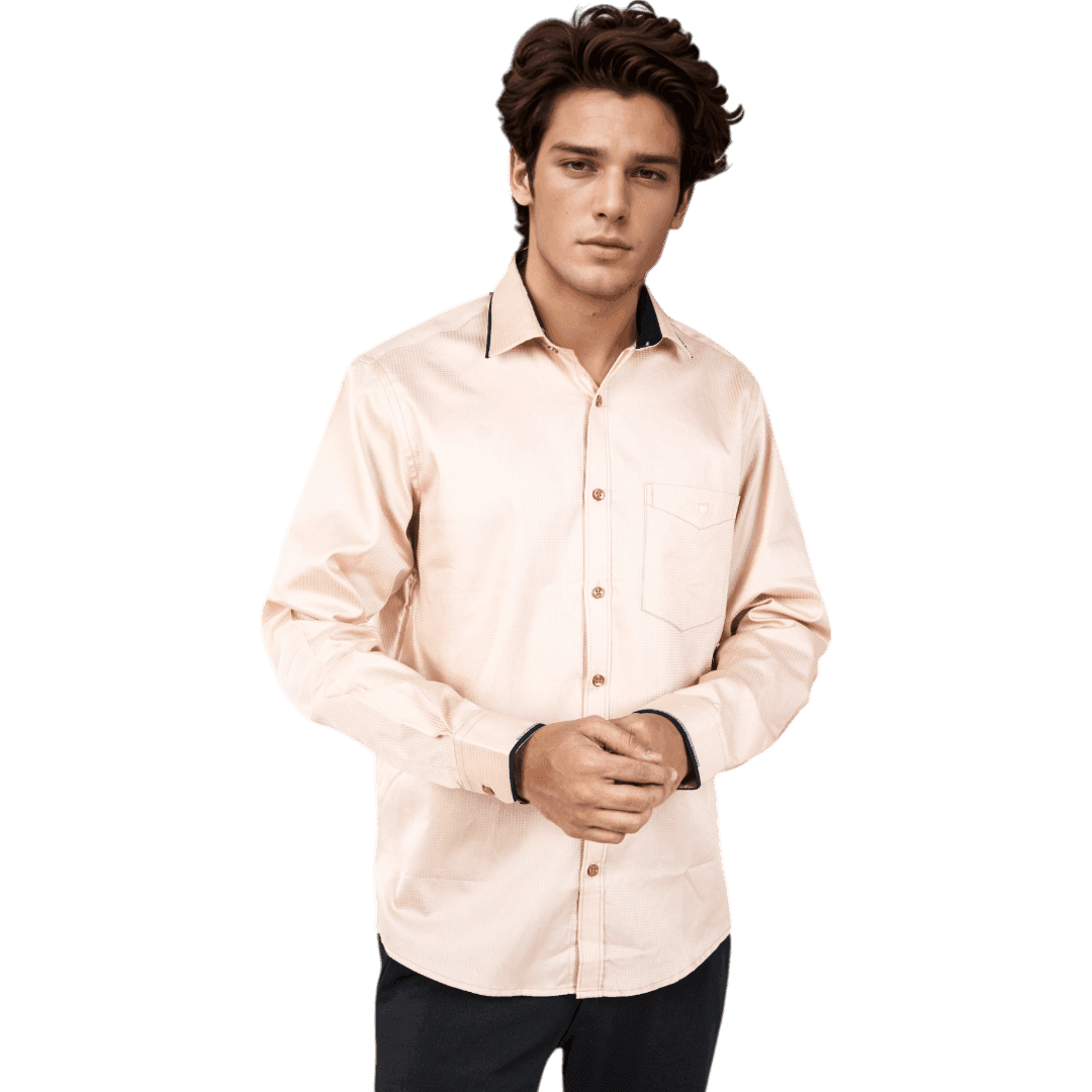 Botticelli Collarwork Orange Partywear Shirt For Men - Cotton Shirts (5301) - Botticelli