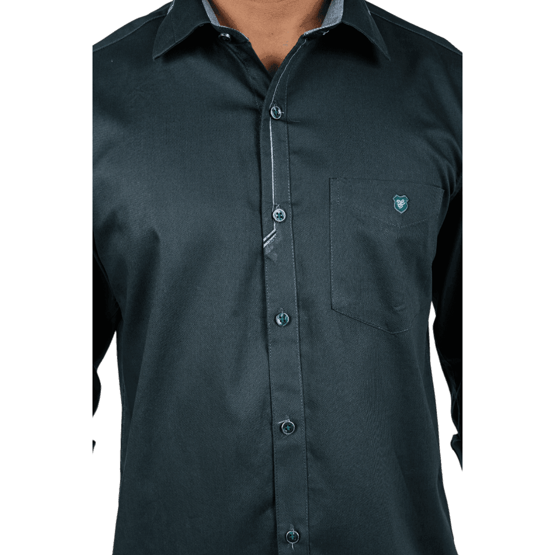 Dark Green Cotton Partywear Shirt