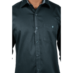 Botticelli Dark Green Cotton Partywear Shirt For Men - Full Sleeve Formal Shirts (5302) - Botticelli