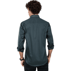 Botticelli Dark Green Cotton Partywear Shirt For Men - Full Sleeve Formal Shirts (5302) - Botticelli