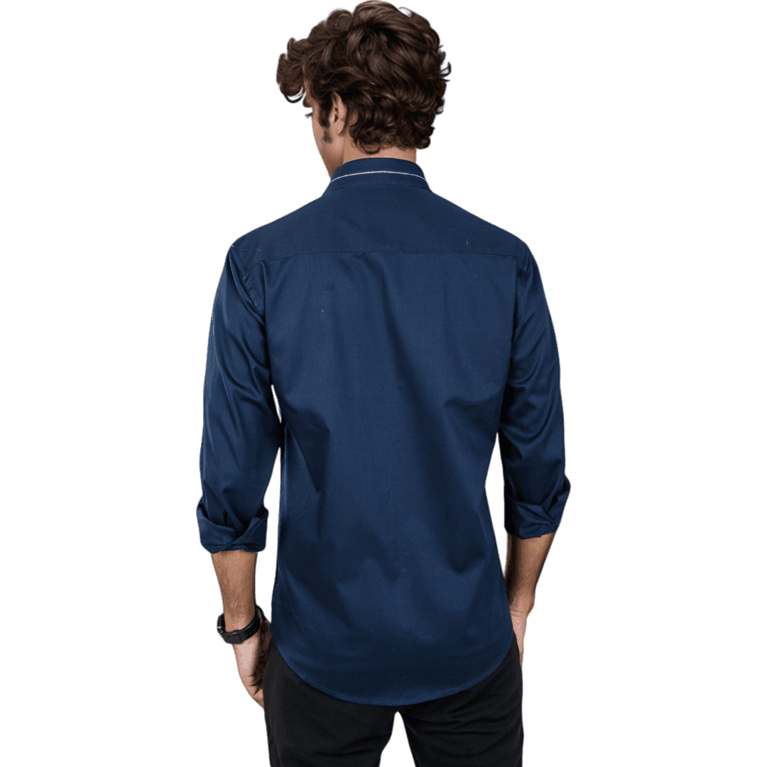 Navy Cotton Partywear Shirt