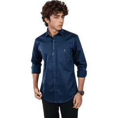 Navy Cotton Partywear Shirt