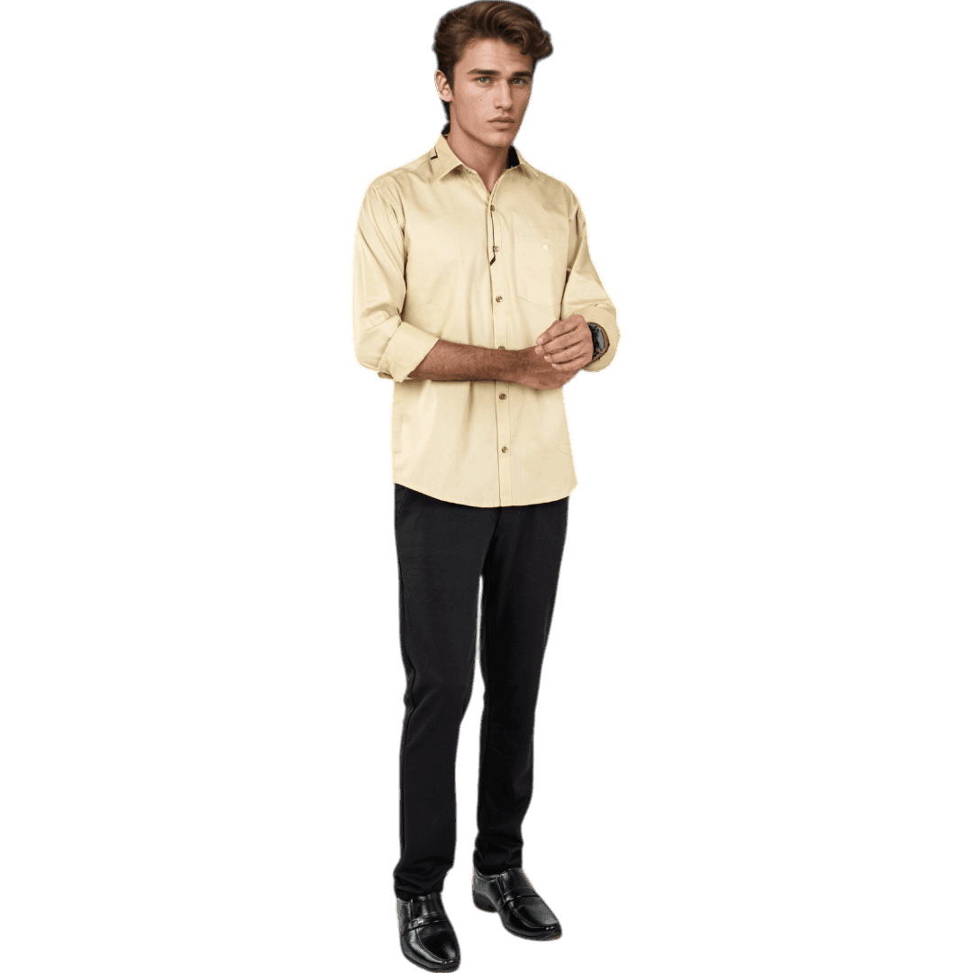 Yellow Cotton Partywear Shirt