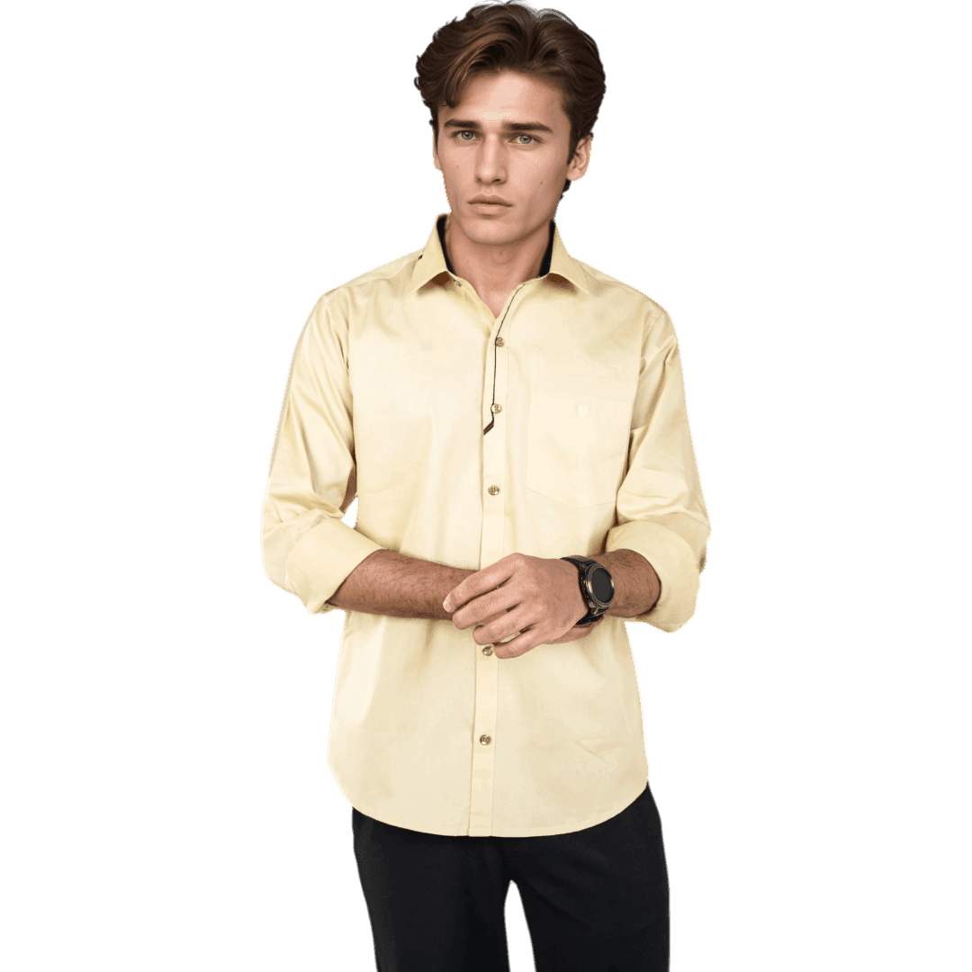 Yellow Cotton Partywear Shirt