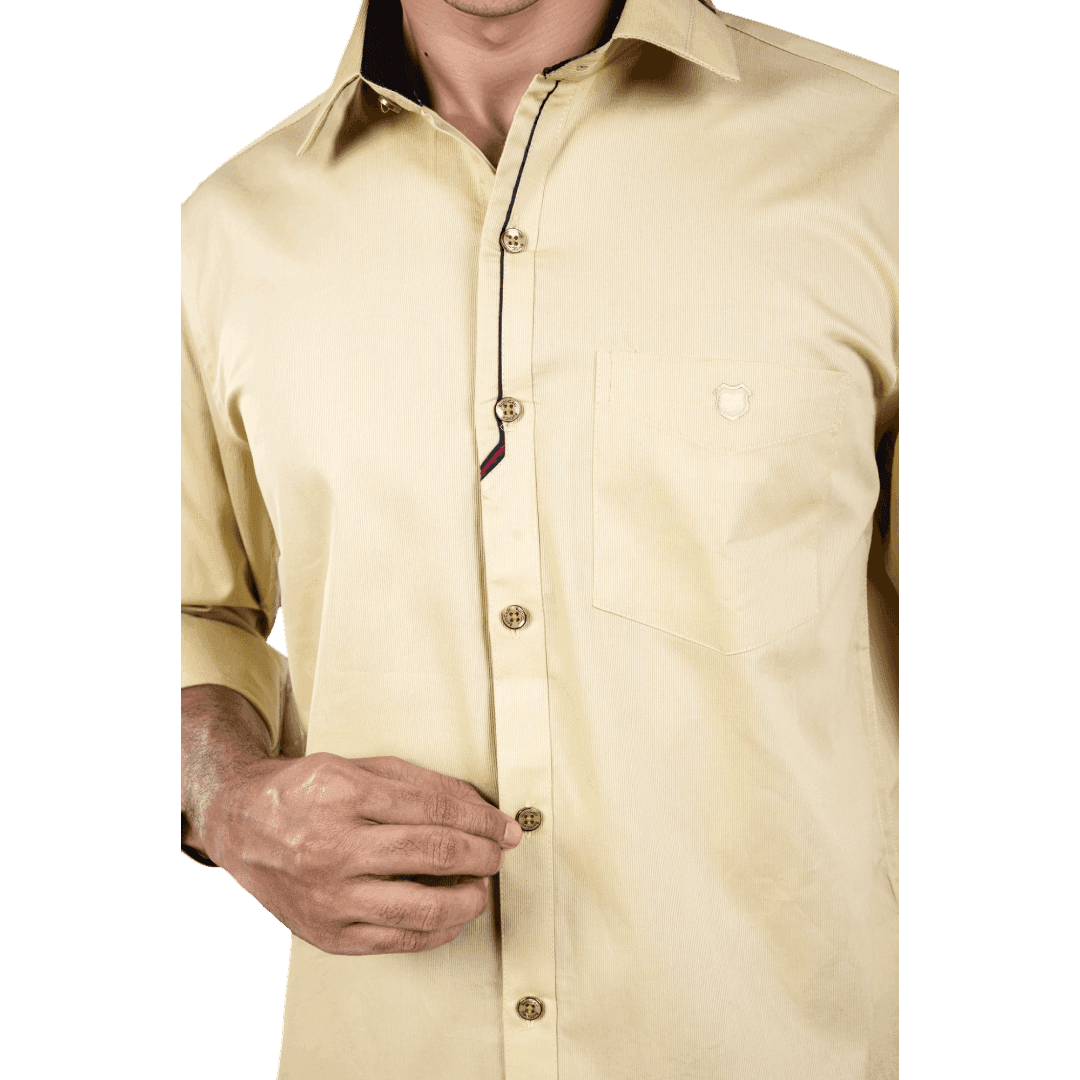 Yellow Cotton Partywear Shirt