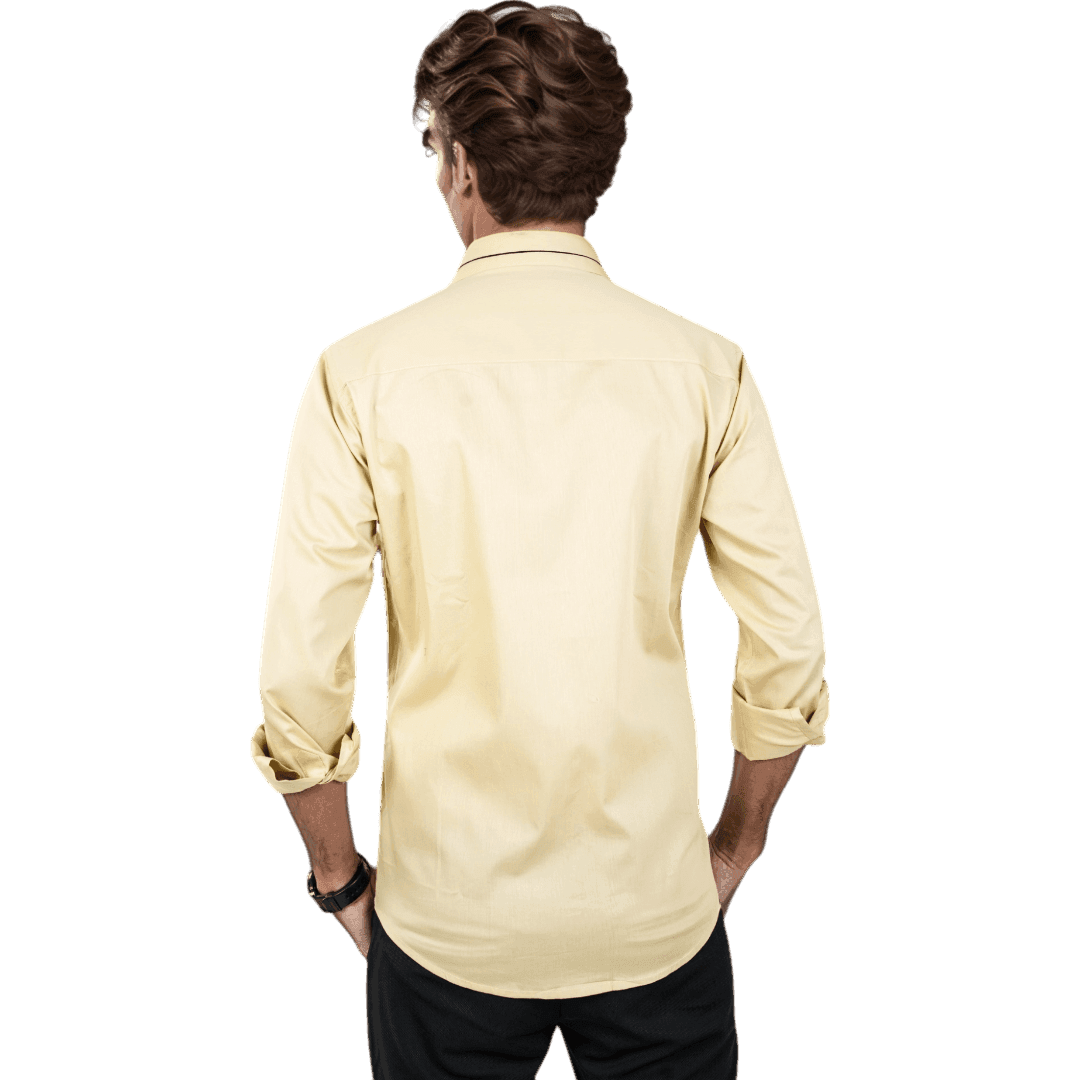 Yellow Cotton Partywear Shirt