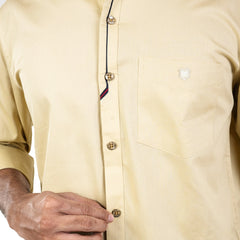 Yellow Cotton Partywear Shirt