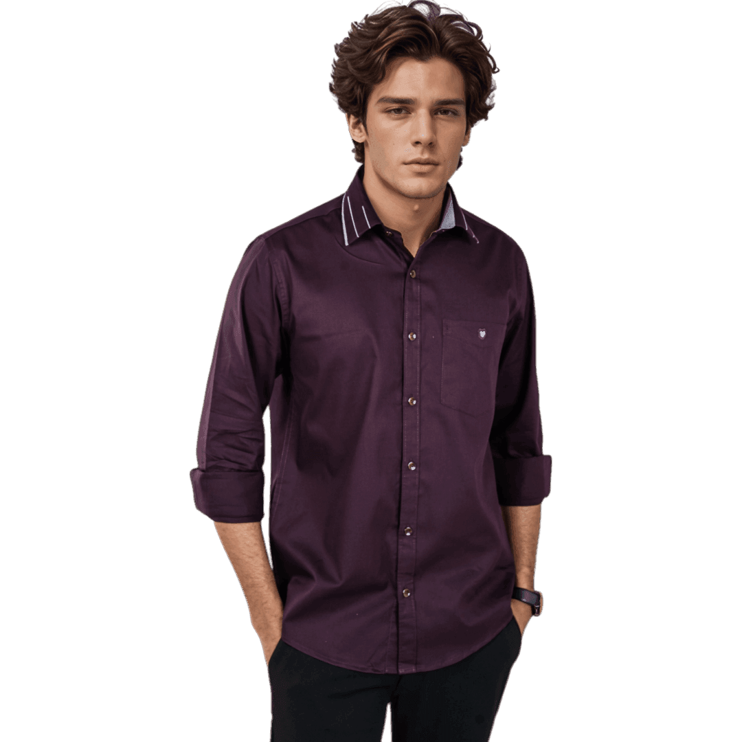 Collar Cuff Maroon Partywear Shirt