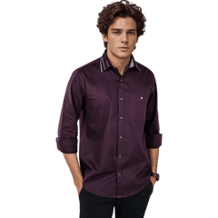 Collar Cuff Maroon Partywear Shirt