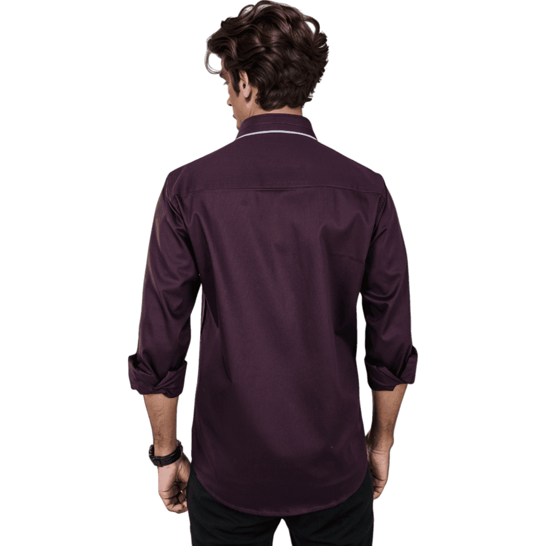 Collar Cuff Maroon Partywear Shirt