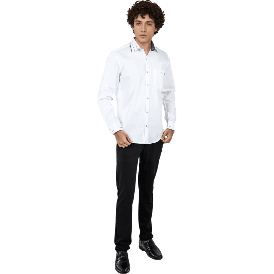 Collar Cuff White Partywear Shirt