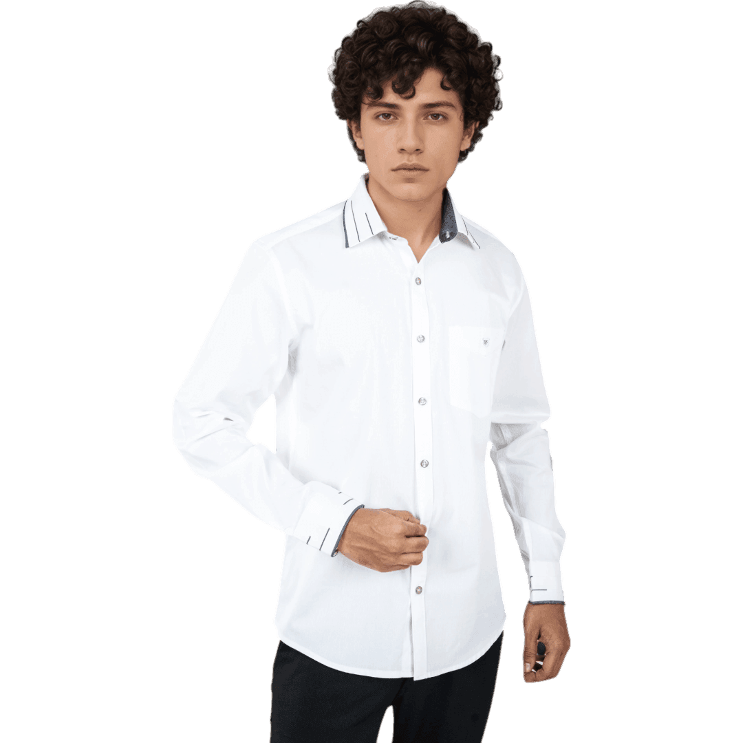 Collar Cuff White Partywear Shirt