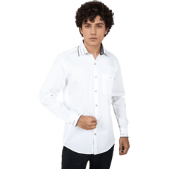 Botticelli Men Collar Cuff White Partywear Shirt - Full Sleeve Formal Shirts (5303) - Botticelli