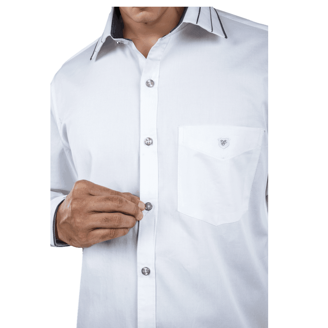 Collar Cuff White Partywear Shirt