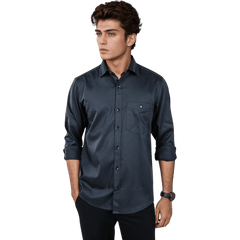 Botticelli Men Plain Black Partywear Shirt - Collarwork Cotton Shirts (5304) - Botticelli