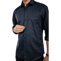 Botticelli Men Plain Black Partywear Shirt - Collarwork Cotton Shirts (5304) - Botticelli