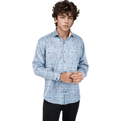 Botticelli Men Collarwork Blue Partywear Shirt - Regular Fit Cotton Shirts (5305) - Botticelli