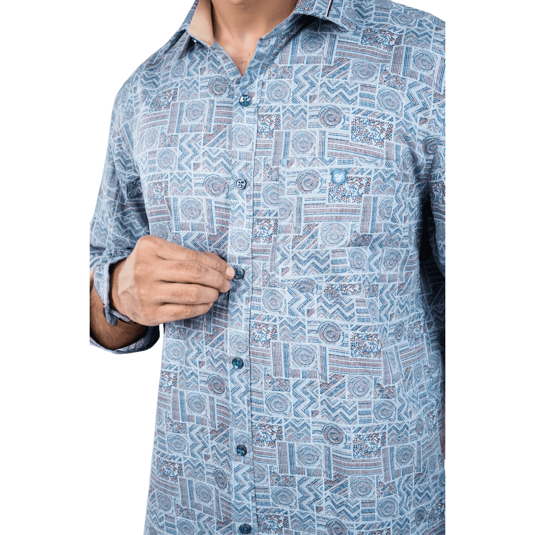 Botticelli Men Collarwork Blue Partywear Shirt - Regular Fit Cotton Shirts (5305) - Botticelli