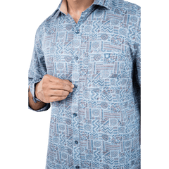 Botticelli Men Collarwork Blue Partywear Shirt - Regular Fit Cotton Shirts (5305) - Botticelli