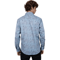 Botticelli Men Collarwork Blue Partywear Shirt - Regular Fit Cotton Shirts (5305) - Botticelli