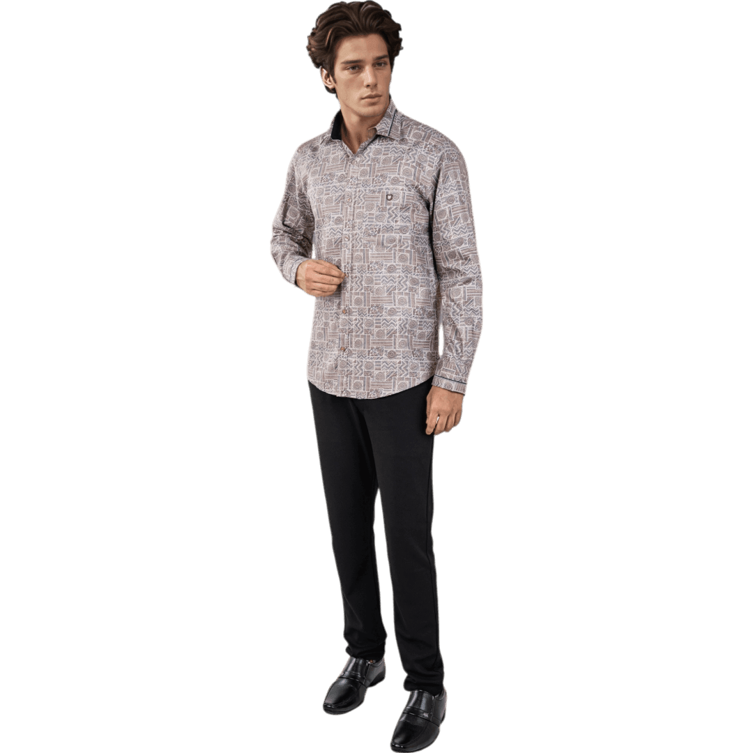 Botticelli Men Collarwork Blue Partywear Shirt - Regular Fit Cotton Shirts (5305) - Botticelli