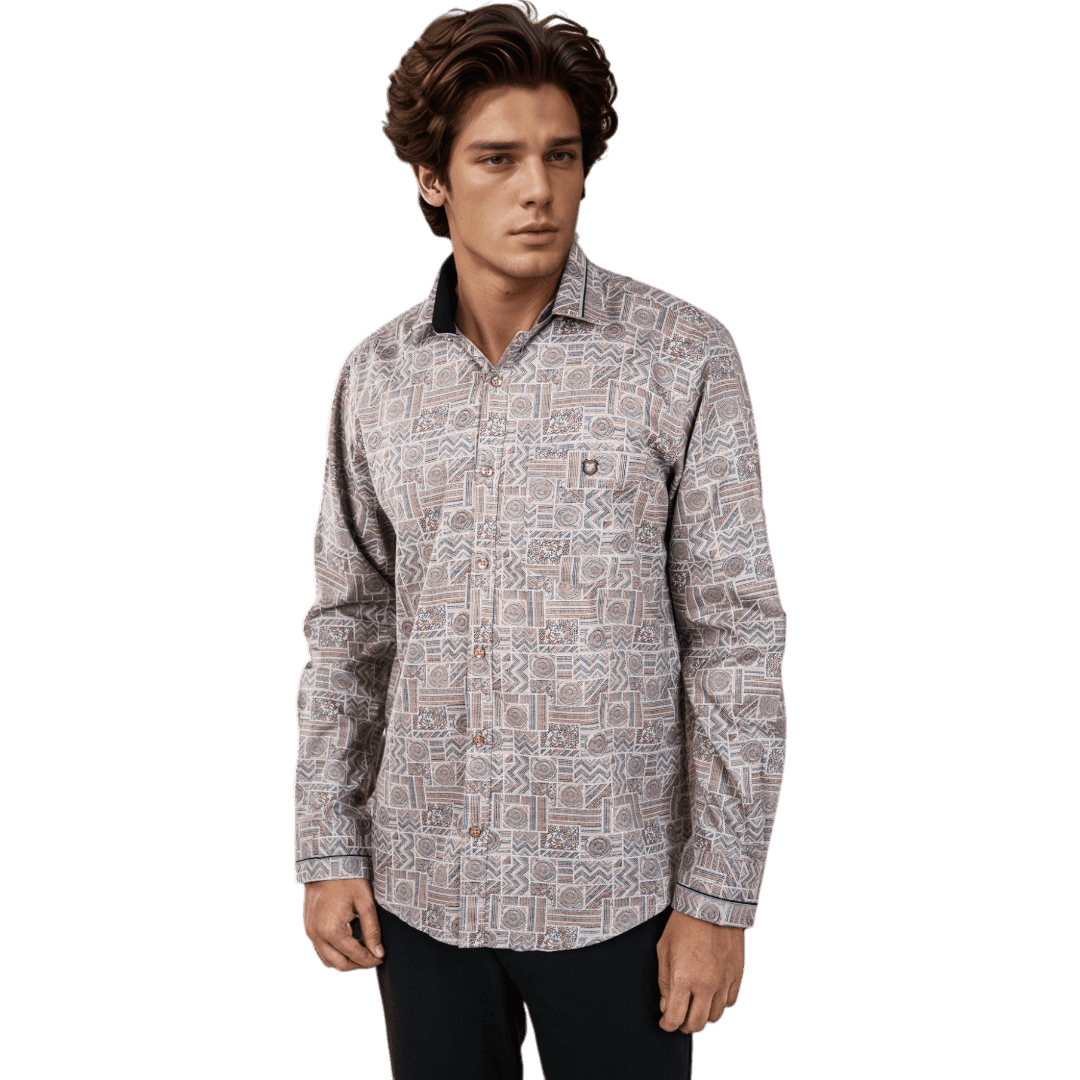 Botticelli Men Collarwork Blue Partywear Shirt - Regular Fit Cotton Shirts (5305) - Botticelli