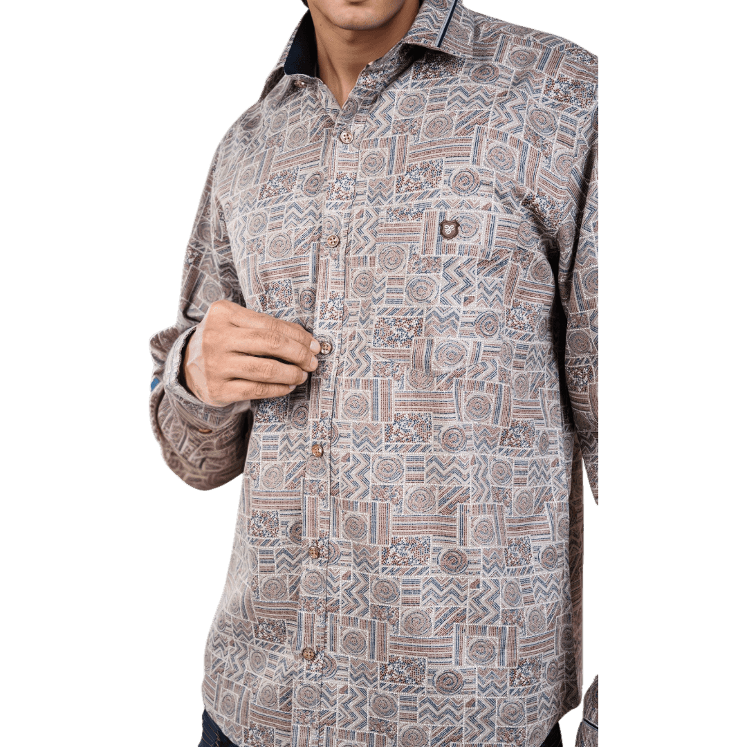 Botticelli Men Collarwork Blue Partywear Shirt - Regular Fit Cotton Shirts (5305) - Botticelli