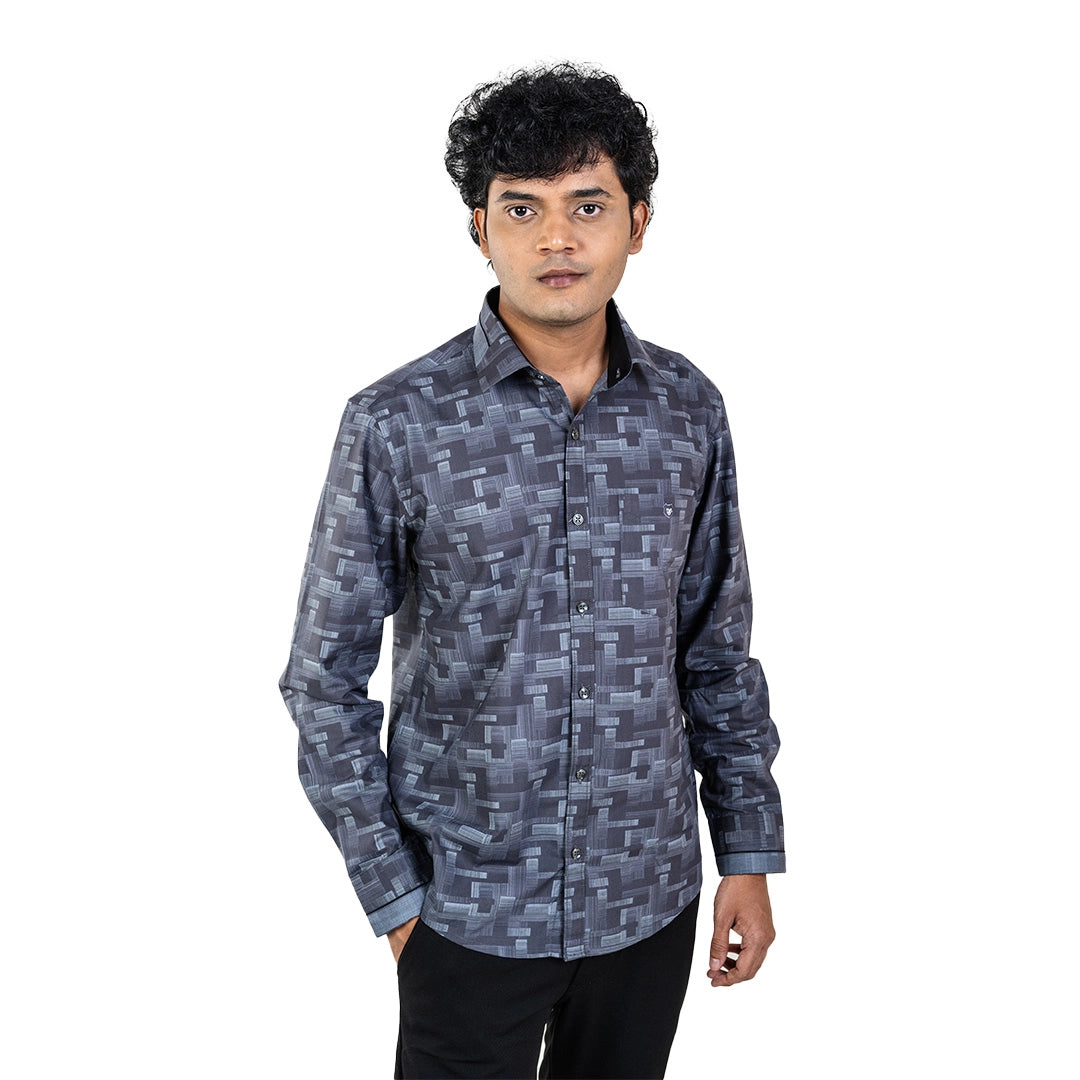 Brown Collar Work Shirt For Men- 5309