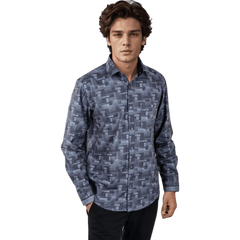 Botticelli Men Abstract Print Blue Partywear Shirt - Cotton Shirts (5309) - Botticelli