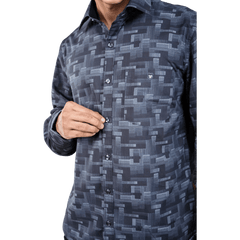 Botticelli Men Abstract Print Blue Partywear Shirt - Cotton Shirts (5309) - Botticelli