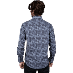 Botticelli Men Abstract Print Blue Partywear Shirt - Cotton Shirts (5309) - Botticelli