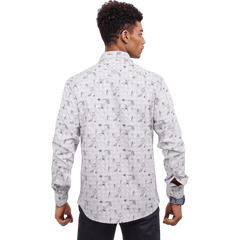 Men Pattern Grey Oxford Printed Shirt