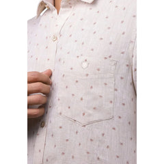 Men Brown Linen Printed Shirt