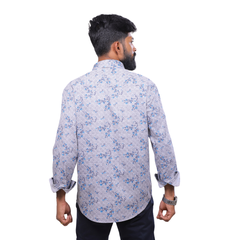 Grey Satin Printed Shirt for Men