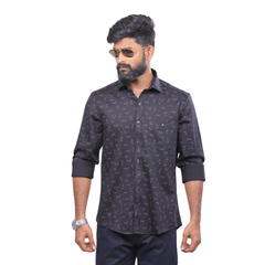 Black Stretch Printed Shirt for men