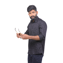 Black Stretch Printed Shirt for men