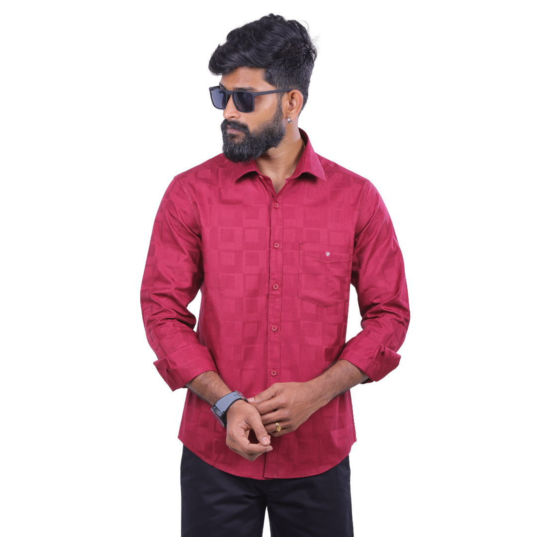 Maroon Dobby Printed Shirt for Men